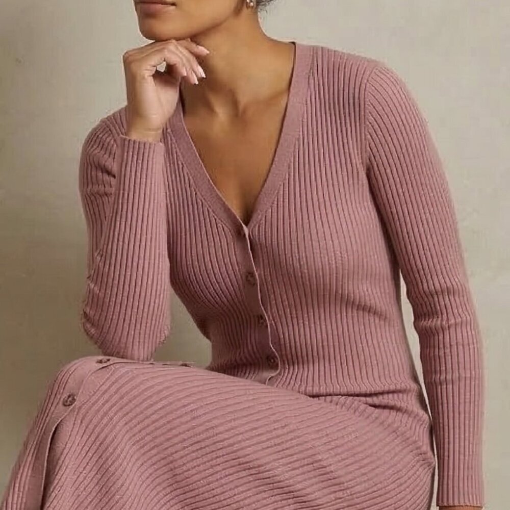 Hippie Rose Long Sleeve Knit Dress Mauve — Size S - Picture 3 of 4